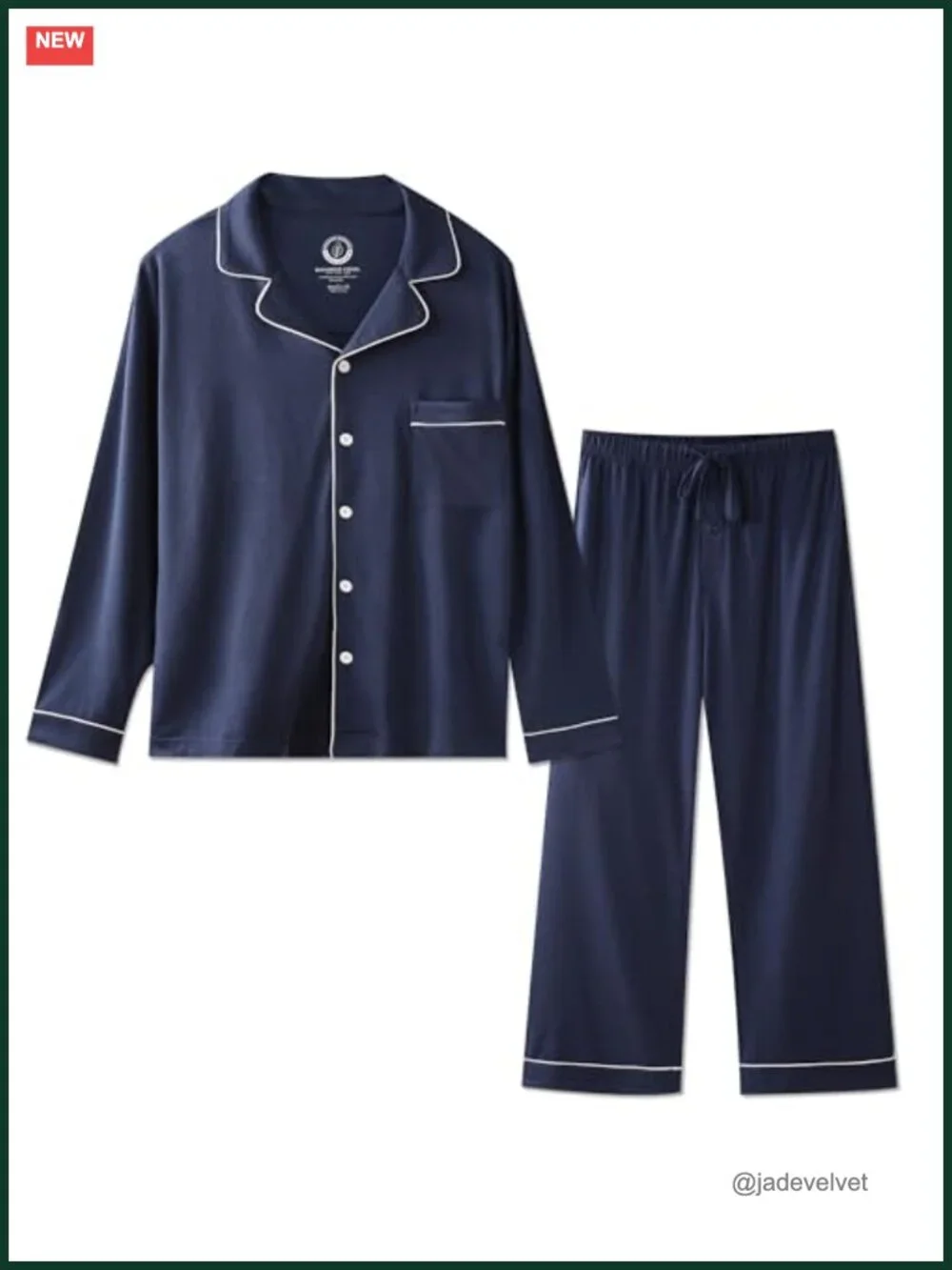 Men's Pajama Set - Bamboo Viscose Cotton Long Sleeve Sleepwear with Pockets